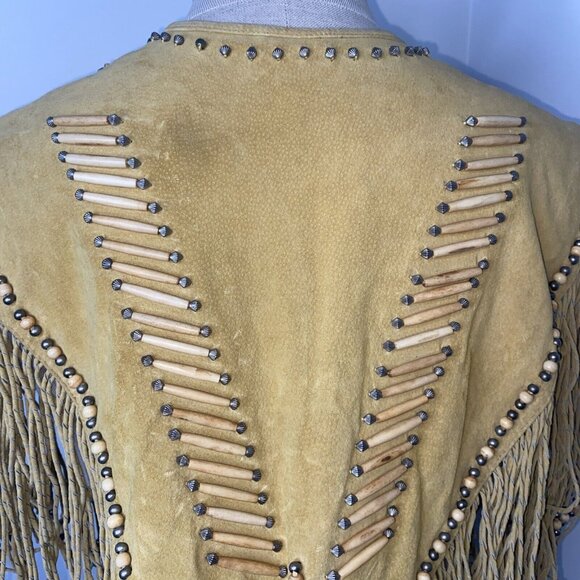 Cripple Creek Shawl Vest Western Leather Studded Bead Fringe Capelet Poncho OS - Picture 9 of 11